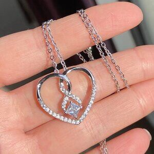 Heart Necklace Exquisite Valentine's Gifts Elegant CZ for Women, HA4597